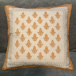 Indian Block Printed & Embroidered Pillow Cover